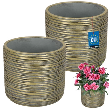 Ghiveci ceramic fi 12, vas pentru flori 2 buc. - Culoare aurie