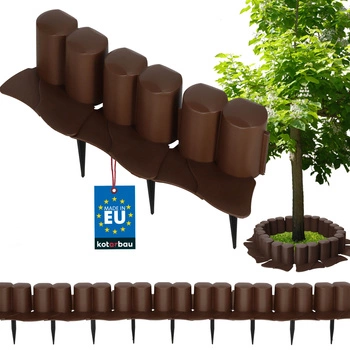 Bordură pentru gazon cu margine de plastic maro 3 m