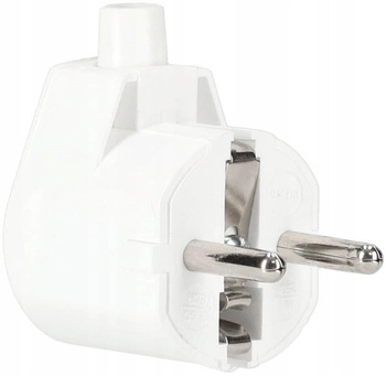 Conector unghiular, deschis, împământare, mufă 16A - Culoare albă