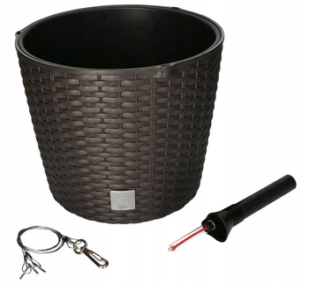 Ghiveci de flori agățat sistem de irigare rattan