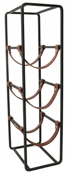 Raft de vin rack rack metalic din piele de 3 sticle de raft