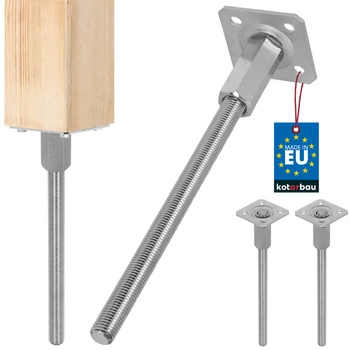 Baza stâlpului ancoră reglabilă pe verticală oțel 80x330 mm set de 2 buc.