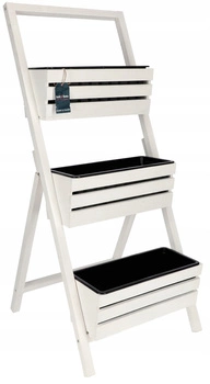 Pat de flori de grădină 3 ghivece de balcon cu inserție albă - 105 cm