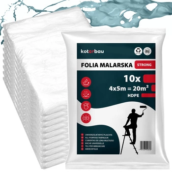 Folie de pictură protecție subțire puternică transparentă 4x5 m set de 10 buc.