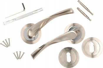 Mâner de ușă cu cheie bară rotundă satinată 130 mm