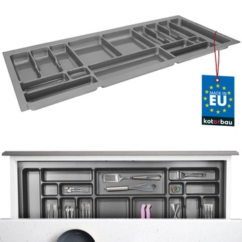 Organizator de tacâmuri inserție pentru sertar de bucătărie gri 49x112 cm