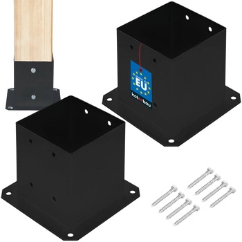 Bază pentru stâlp fixată pe beton neagră 140x140mm set de 2 buc.