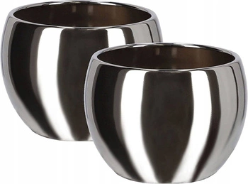 Ghiveci ceramic fi10 argintiu set de 2 buc.