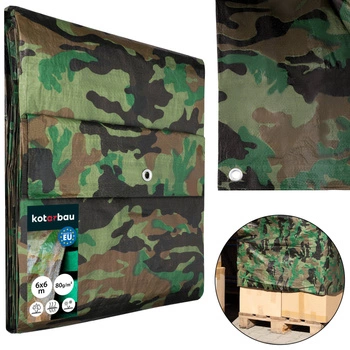 Prelată protectoare rezistentă groasă universală moro 80 g/m2 6x6 m