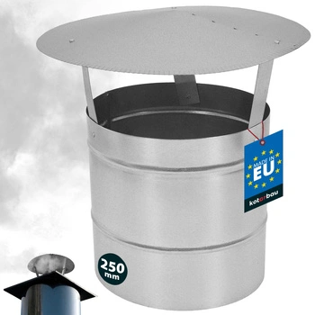 Copertină de fum pentru țeavă de coș galvanizată argintie 250 mm