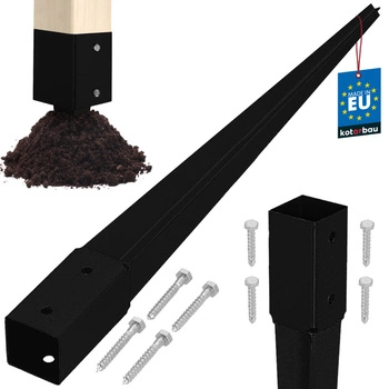 Baza stâlpului înfipt în pământ oțel negru 45x45x600 mm