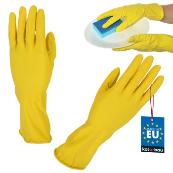 Mănuși utilitare din latex de cauciuc galben flocat mărimea s