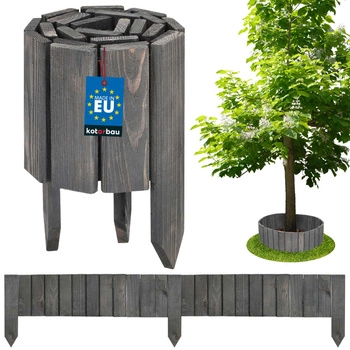 Bordură palisadă gard de lemn antracit 15x110 cm