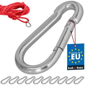 Carabină pentru pompieri leagăn frânghie hamac metalică 80 mm set de 10 buc.