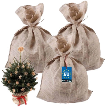 Pungă de iută naturală de depozitare a pomului de crăciun - 3 buc.