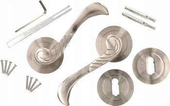 Mâner de ușă cu cheie bară rotundă satinată 110 mm