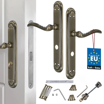 Mâner pentru ușă placă lungă decorat patinat încuietoare pentru toaletă 72 mm