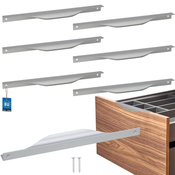 Mâner pentru mobilă modern aluminiu argintiu 256 mm set de 6 buc.