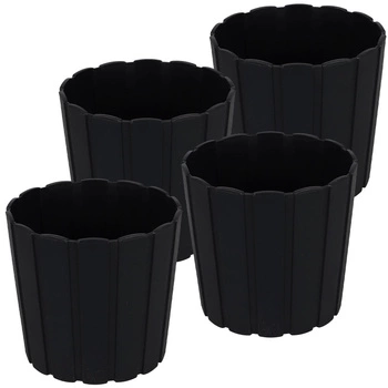 Ghiveci din plastic pentru flori antracit 15cm set de 4 buc.