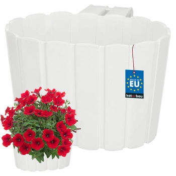 Ghiveci de balcon pentru balustradă cu mâner pentru agățat alb 200 mm