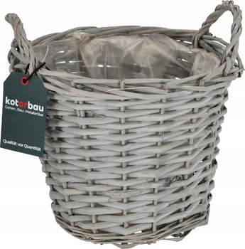 Coș din rattan, vas pentru flori și brad fi 23 cm - Culoare gri