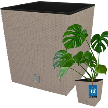 Ghiveci de grădină din rattan cu inserție mocca 40x40 cm