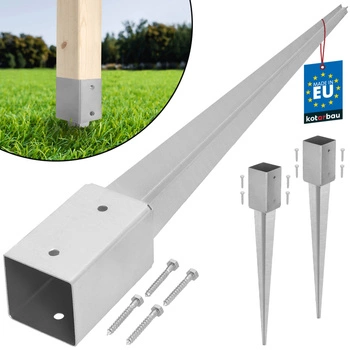 Stâlp de bază condus ancoră sol oțel 80x80x750 mm set de 2 buc.