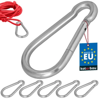 Carabină pentru pompieri leagăn frânghie hamac metalică 160 mm set de 5 buc.