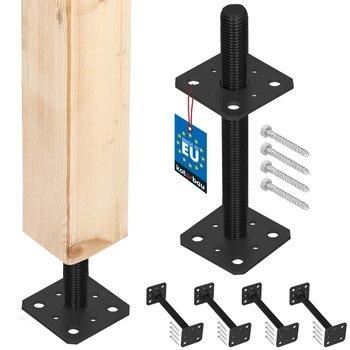 Baza coloanei cu șurub reglabilă m24 antracit 80x80x250 mm set de 4 buc.