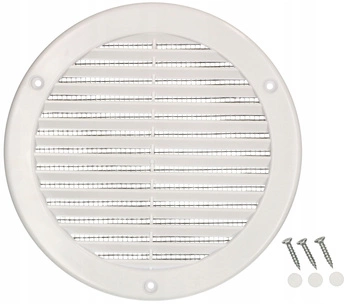 Grilaj de ventilație rotund fi 150 mm cu plasă - Culoare albă