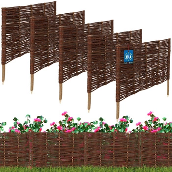 Gard de grădină din răchită condus palisadă margine 60x40 cm set de 5 buc.