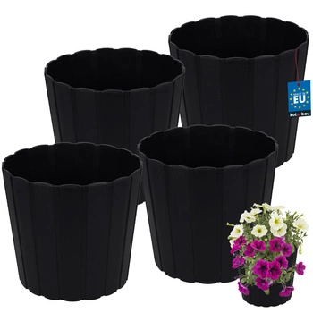 Ghiveci din plastic pentru flori antracit 24cm set de 4 buc.