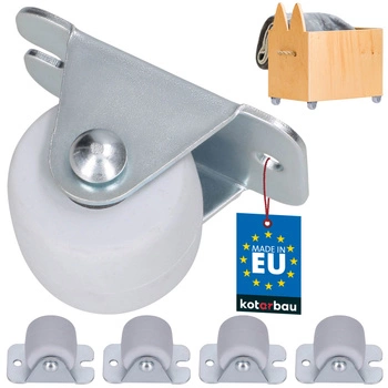 Roată pentru mobilă fixă dulapuri cauciuc alb 33 mm set de 4 buc.