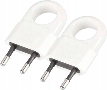 Ștecher plat cu mâner fără împământare 250v alb - 2 buc.