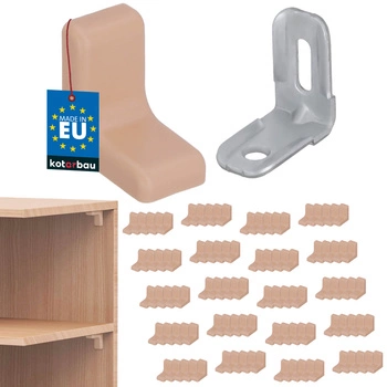 Suport unghiular pentru mobilă cu capac fag set de 100 buc.