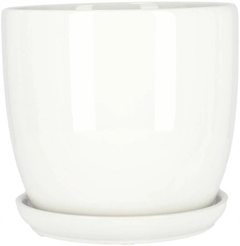 Ghiveci de flori din ceramică vas de protecție cu bază albă ⌀20 cm