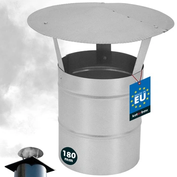 Copertină de fum pentru țeavă de coș galvanizată argintie 180 mm