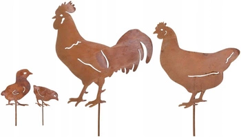 Set de figurine ciocănite ornamente de grădină găini rugină