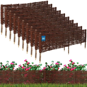 Gard de grădină din răchită condus palisadă margine 120x30 cm set de 10 buc.