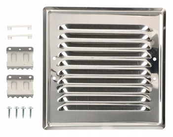 Grilaj de ventilație metalic pentru șemineu 16,5x16,5 cu cleme - Culoare inoxidabil