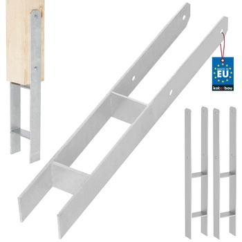 Baza stâlpului h pentru încastrare zincat argintiu 70 mm set de 2 buc.