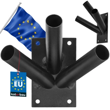 Suport steag de perete triplu negru