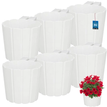 Ghiveci de balcon pentru balustradă cu mâner pentru agățat alb 150 mm set de 6 buc.