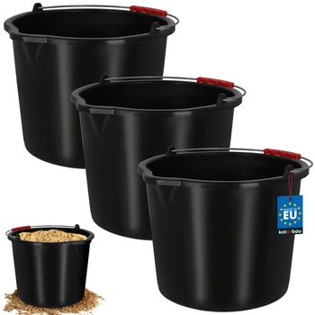 Găleată de construcții gospodărească cu cioc 16 l neagră set 3 buc