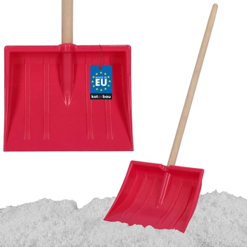 Lopată pentru zăpadă pentru copii cu mâner din lemn roz