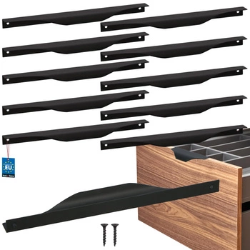 Mâner pentru mobilă modern aluminiu negru mat 256 mm set de 10 buc.