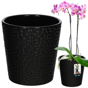 Ghiveci de flori din ceramică negru plante orhidee 9,5 cm