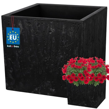 Ghiveci pătrat beton industrial negru 39 cm