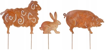 Set figurine ciocănite ornamente de grădină rugină