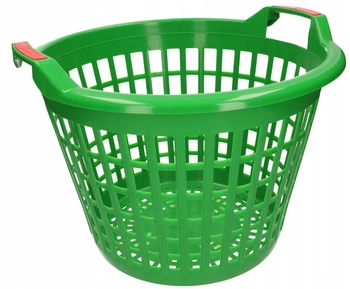 Coș de 25l verde, ajurat, cu mânere moi
